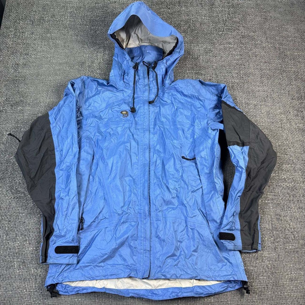 Mountain Hardwear Rain Jacket Womens 8 Blue Ripstop Hooded Gorpcore Shell